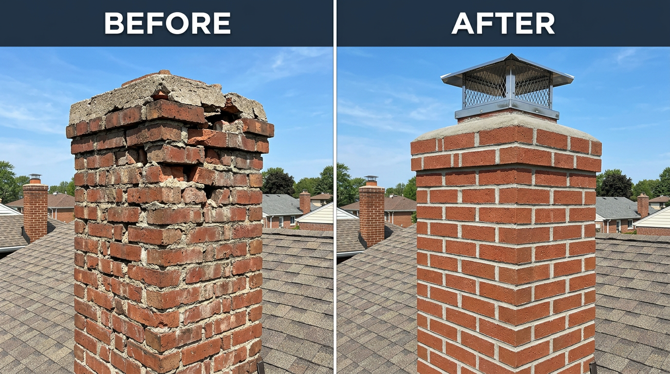 Before & After Repair - Chimney Sweep The Master